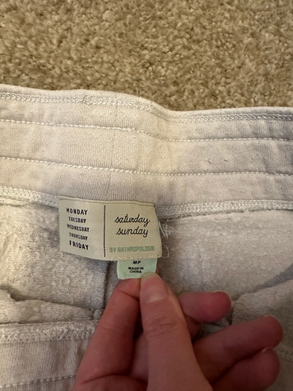 Anthropologie Beige Jogger Sweatpants with Pink Drawstring - Picture 4 of 4